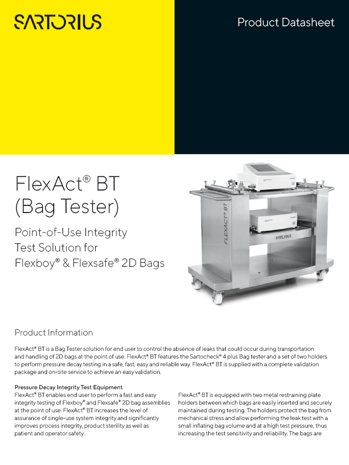 FlexAct® BT uređaj za ispitivanje integriteta vreća Flexboy® i Flexsafe® 2D - Sartorius Croatia