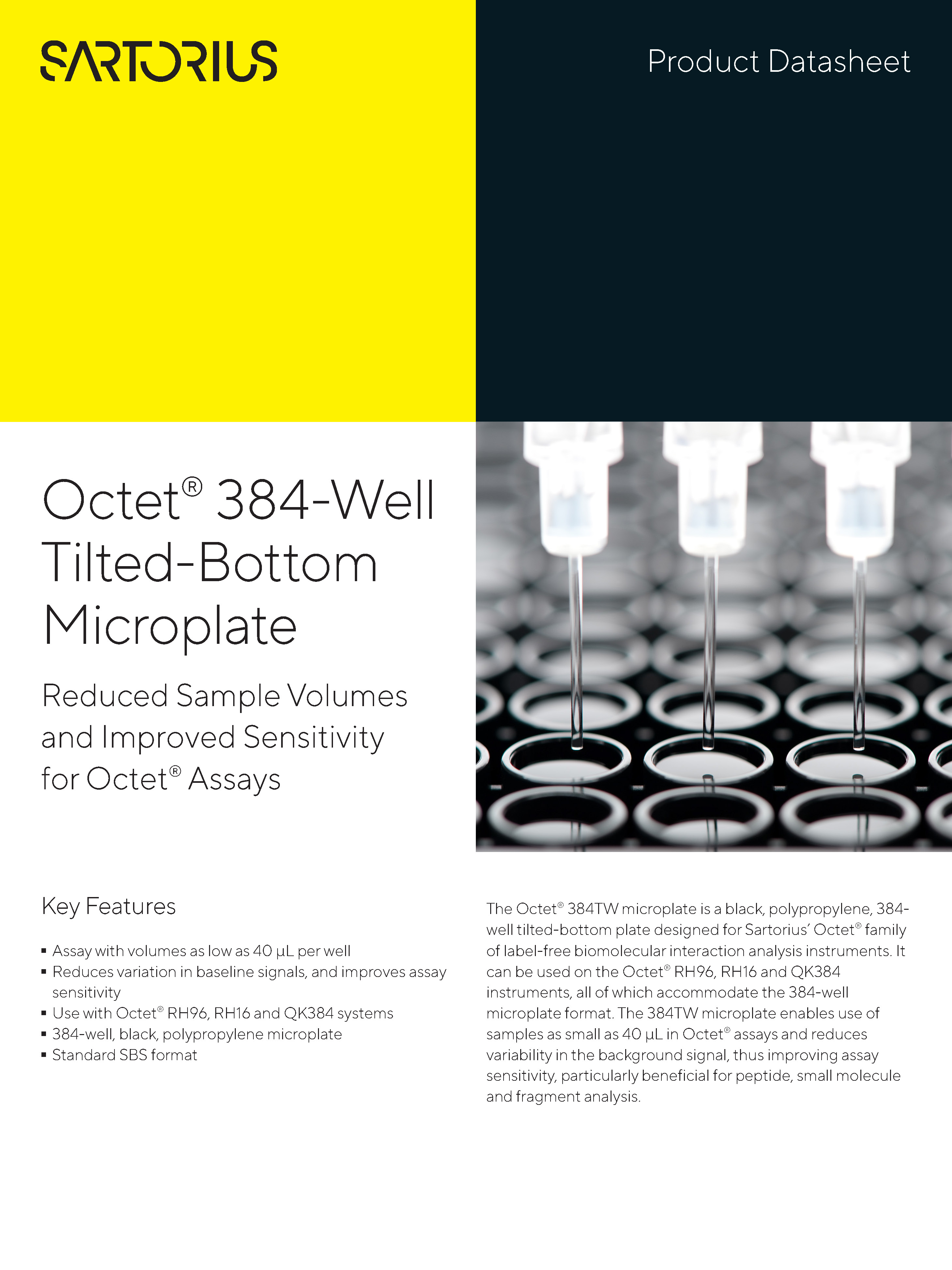 Octet® mikroploča s 384 jažice - Smanjeni volumeni uzoraka i poboljšana osjetljivost za Octet® testove - Sartorius Croatia