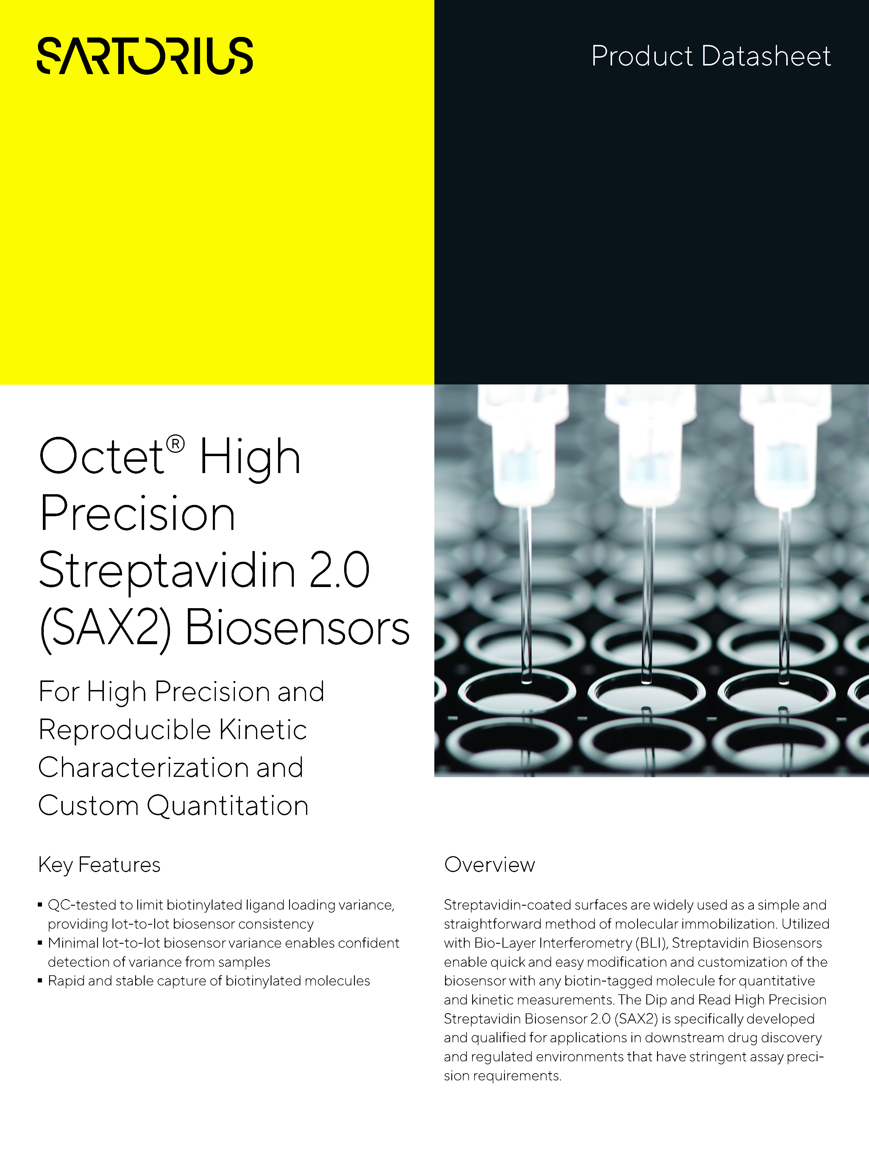 Octet® High Precision Streptavidin 2.0 (SAX2) biosenzori - Za visoku preciznost i ponovljivu kinetičku karakterizaciju i prilagođenu kvantitaciju - Sartorius Croatia
