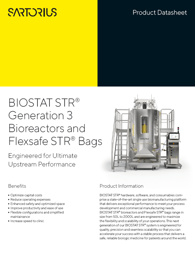 Bioreaktor 3. generacije: BIOSTAT STR® s Flexsafe STR® vrećama - Sartorius Croatia