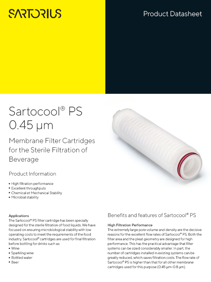 Sartocool® PS 0.45 μm membranski filteri za sterilnu filtraciju pića - Sartorius Croatia