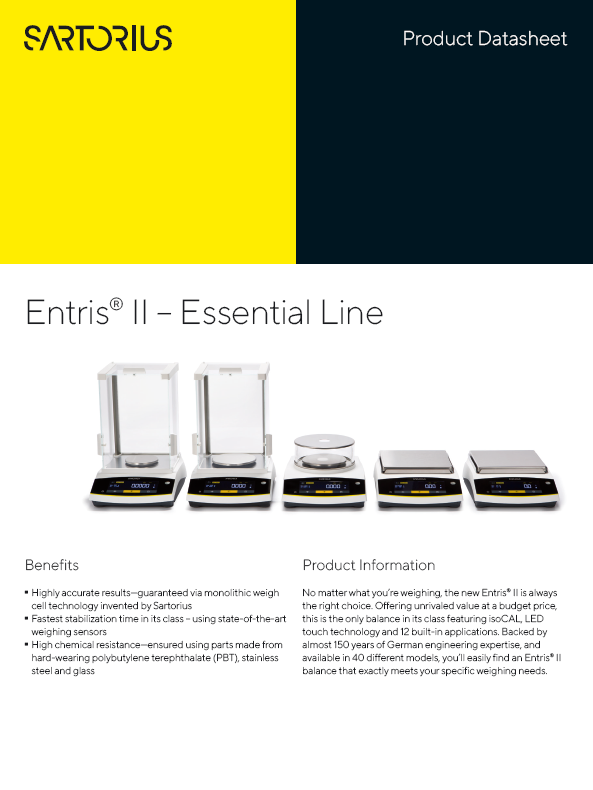 Entris® II Essential linija vaga - Sartorius Croatia